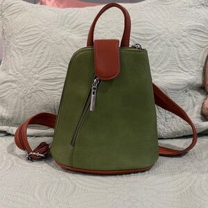 Jamie by Jamie Bags Mini Convertible Backpack – Olive Green/Cognac (NWOT)